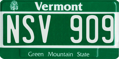 VT license plate NSV909