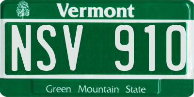VT license plate NSV910