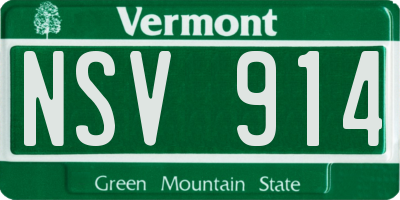 VT license plate NSV914