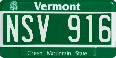 VT license plate NSV916