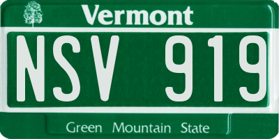 VT license plate NSV919