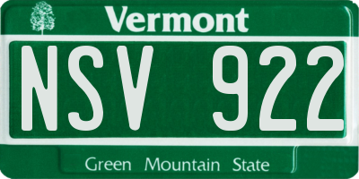 VT license plate NSV922