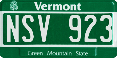 VT license plate NSV923