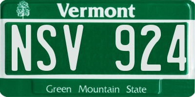VT license plate NSV924