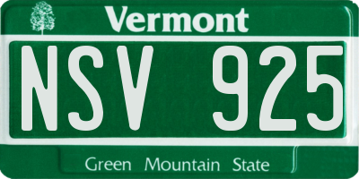 VT license plate NSV925