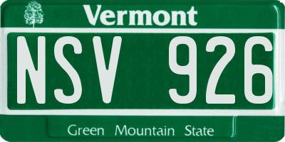VT license plate NSV926