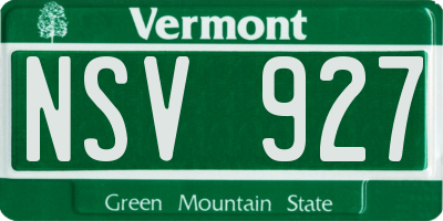 VT license plate NSV927