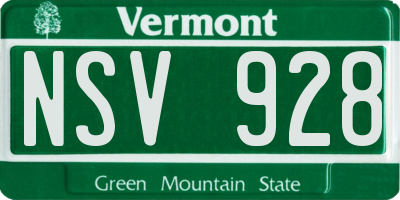 VT license plate NSV928