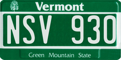 VT license plate NSV930