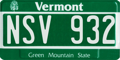 VT license plate NSV932