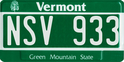VT license plate NSV933