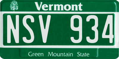 VT license plate NSV934