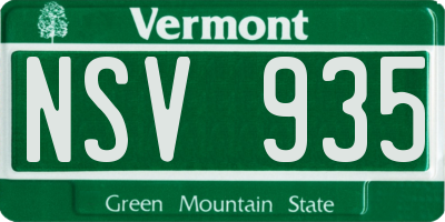 VT license plate NSV935