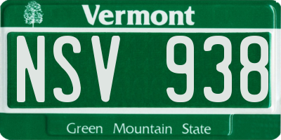 VT license plate NSV938