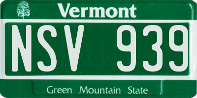 VT license plate NSV939