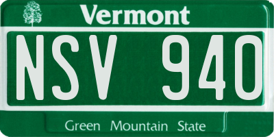 VT license plate NSV940