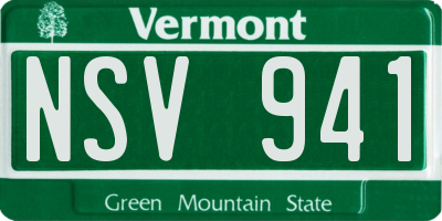 VT license plate NSV941