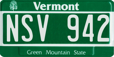 VT license plate NSV942