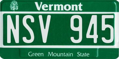 VT license plate NSV945