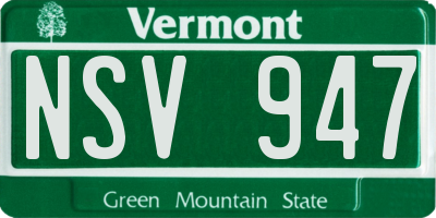 VT license plate NSV947