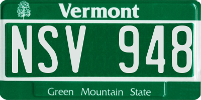 VT license plate NSV948