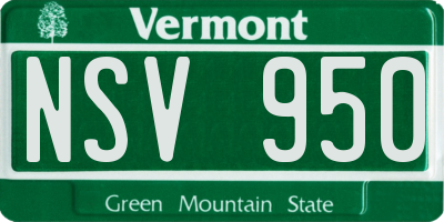 VT license plate NSV950