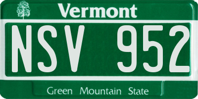 VT license plate NSV952
