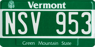VT license plate NSV953