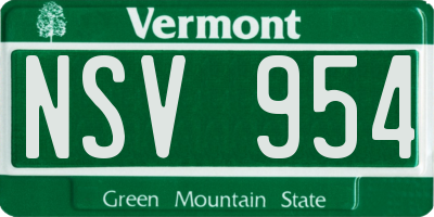 VT license plate NSV954