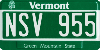 VT license plate NSV955