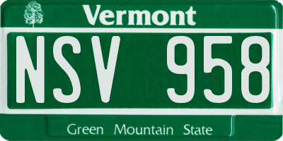 VT license plate NSV958