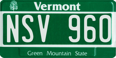 VT license plate NSV960
