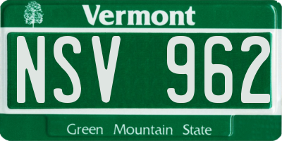 VT license plate NSV962