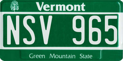 VT license plate NSV965
