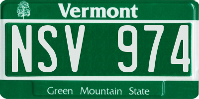 VT license plate NSV974