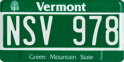 VT license plate NSV978