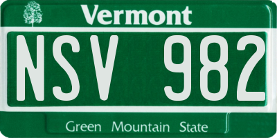 VT license plate NSV982