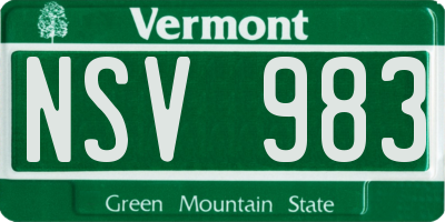 VT license plate NSV983
