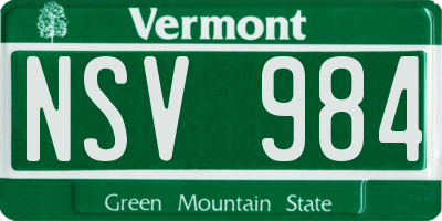 VT license plate NSV984