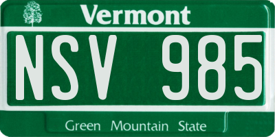 VT license plate NSV985