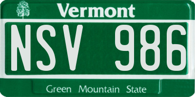 VT license plate NSV986