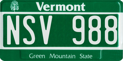 VT license plate NSV988