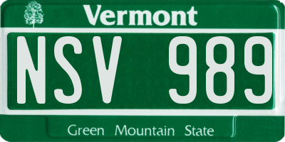 VT license plate NSV989