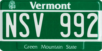VT license plate NSV992