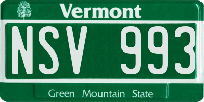 VT license plate NSV993