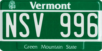 VT license plate NSV996