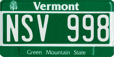 VT license plate NSV998