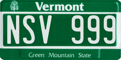 VT license plate NSV999