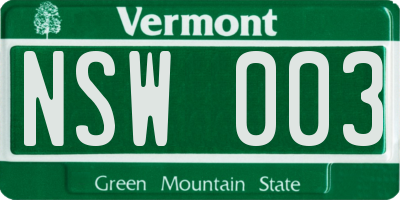 VT license plate NSW003