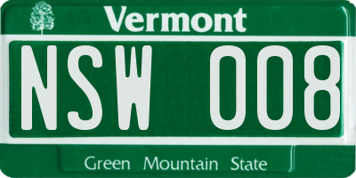 VT license plate NSW008